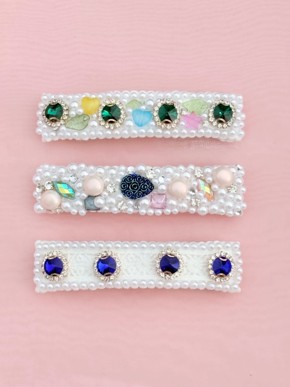 Set of 3 Pearl hair barrette Crystal Pearl hair clip